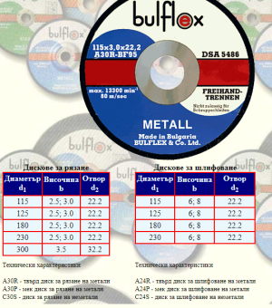 Диск 230 х 2 х 22.20 за метал Bulflex
