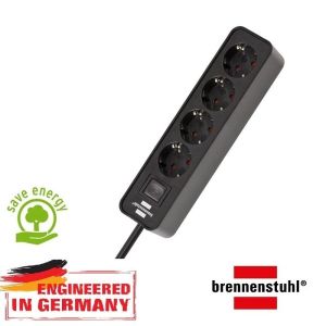 Разклонител  Brennenstuhl Ecolor  1.5м с ключ черен