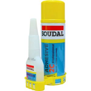 Секундно лепило 2К + спрей активатор SOUDAL 50 / 200 ml